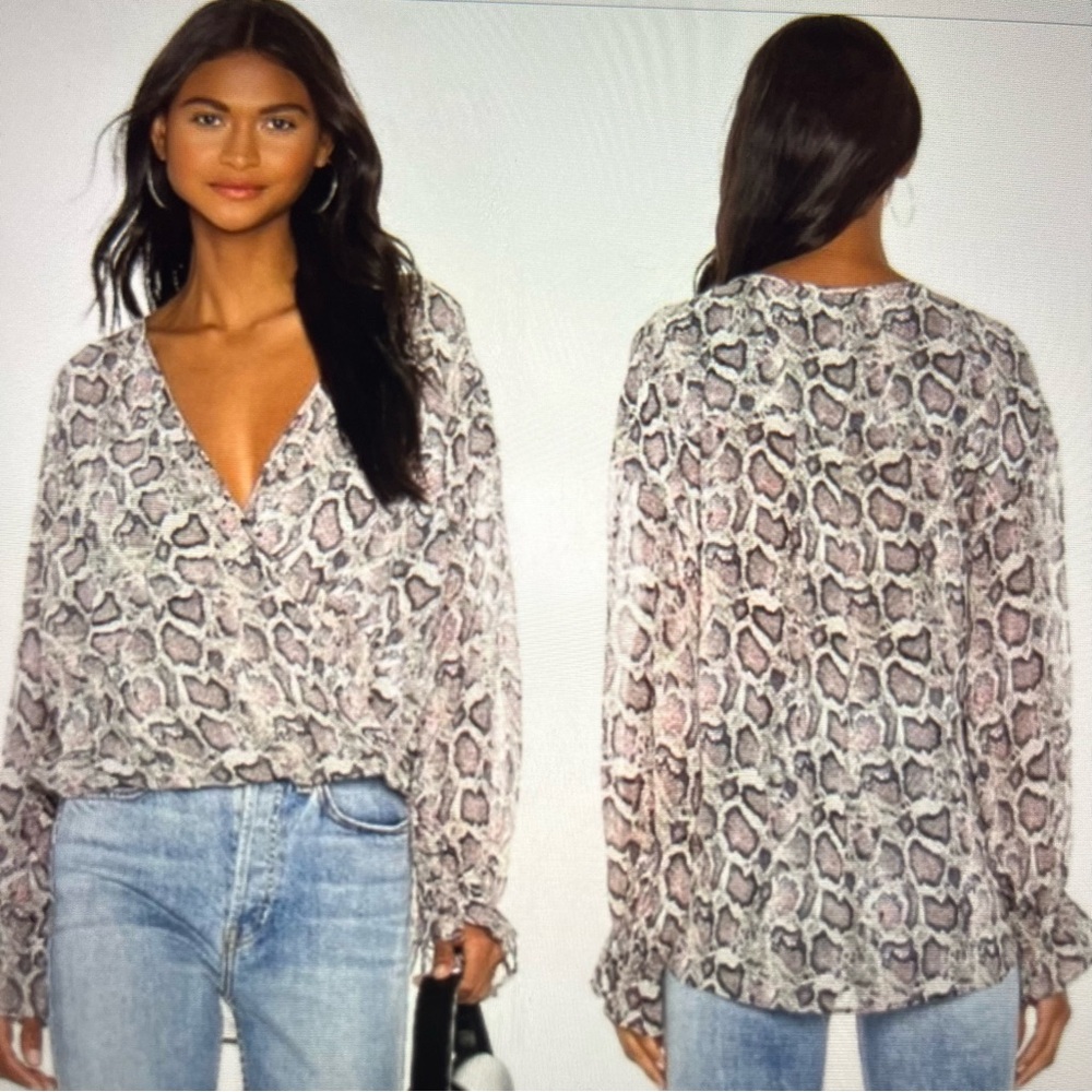 All Saints Penny Misra snakeskin business casual long sleeve shirt